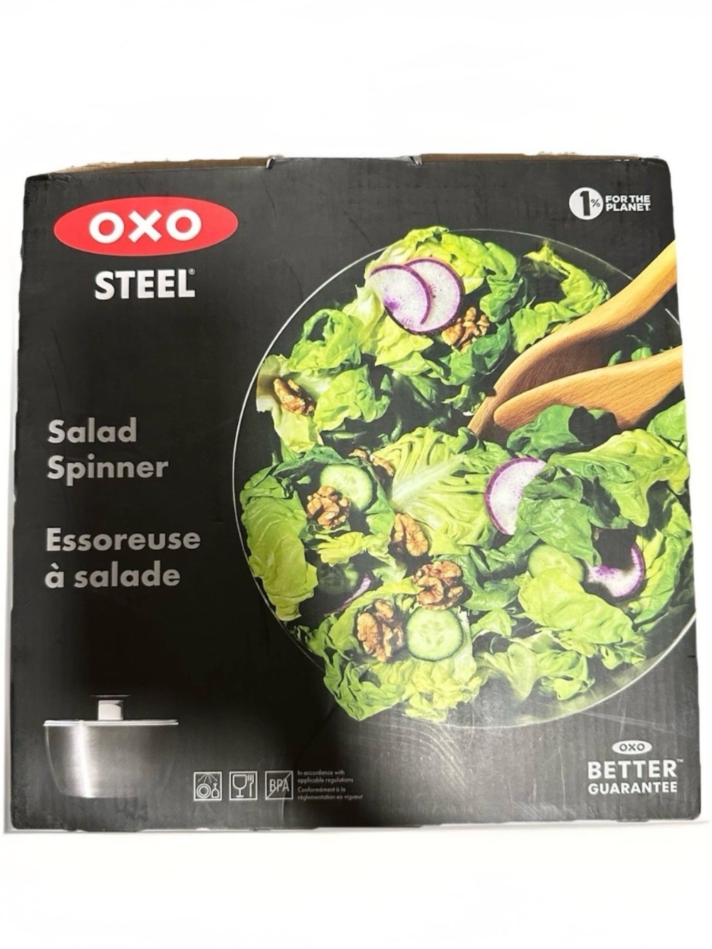 OXO Steel Salad Spinner Stainless Steel Bowl Large Capacity w/ Original Box